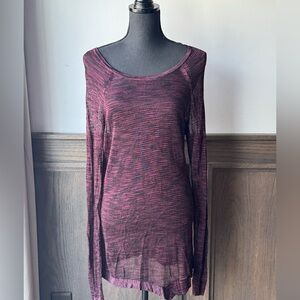Rock & Republic Womens Asymmetrical Hem Fishnet Top Large Long Sleeve XLarge